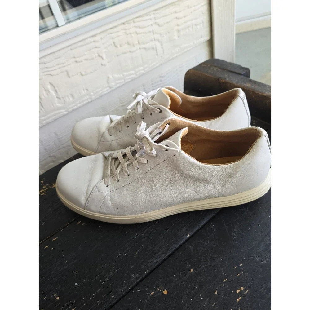 Cole Haan Men’s White Leather Lace-Up Sneakers Round Toe US 13